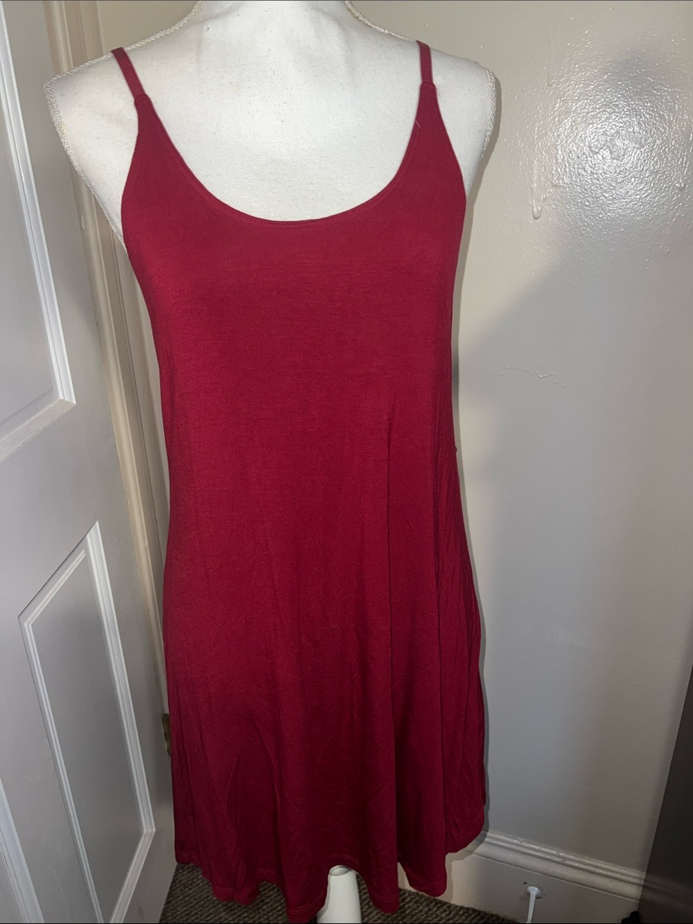 Adore Me - Simple Red Sleeveless Nightgown or Slip Dress